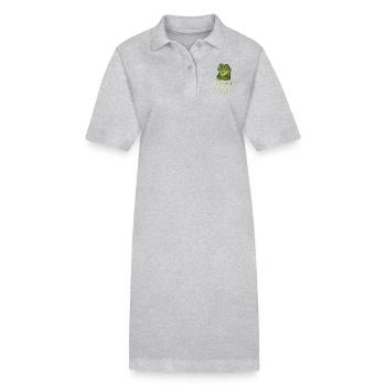 Frog grinning I know what you're thinking - Stanley/Stella PAIGER Organic Women’s Polo Dress - heather grey - Front