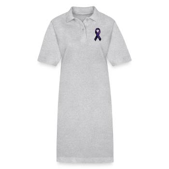 Fibromyalgie Schleife - Support Krankheit Schmerz - Stanley/Stella Frauen Bio-Polokleid PAIGER - Grau meliert - Vorne