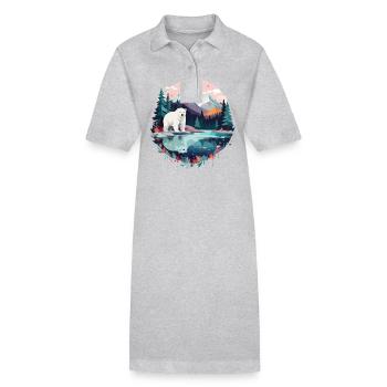 ours polaire faune faune nature nature - Robe polo bio PAIGER Stanley/Stella Femme - gris chiné - Devant