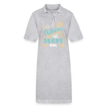 I'll Be Where The Books Are - Stanley/Stella PAIGER Organic Women’s Polo Dress - heather grey - Front