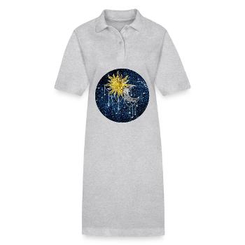 Soleil et Lune cosmiques - Robe polo bio PAIGER Stanley/Stella Femme - gris chiné - Devant