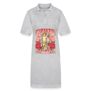 Engel-Putto mit Vintage-Rosen, Nostalgie-Scrapbook - Stanley/Stella Frauen Bio-Polokleid PAIGER - Grau meliert - Vorne