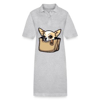 Chihuahua / petit chien / animal / minuscule / race - Robe polo bio PAIGER Stanley/Stella Femme - gris chiné - Devant