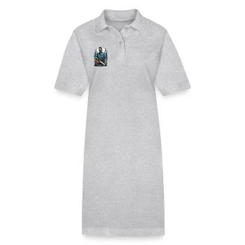 Zombie avec tronçonneuse - Robe polo bio PAIGER Stanley/Stella Femme - gris chiné - Devant