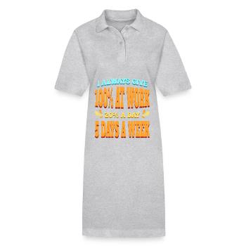 Ich gebe bei der Arbeit immer 100% 20% pro Tag an 5 Tagen in der Woche - Stanley/Stella Frauen Bio-Polokleid PAIGER - Grau meliert - Vorne