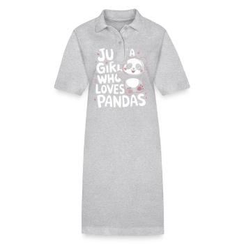 Panda Bear Panda Animal Pandas - Stanley/Stella PAIGER Organic Women’s Polo Dress - heather grey - Front