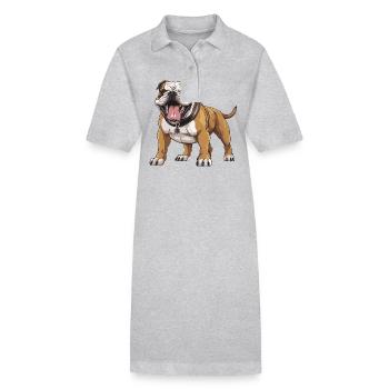 Bulldog Hund - Stanley/Stella Frauen Bio-Polokleid PAIGER - Grau meliert - Vorne
