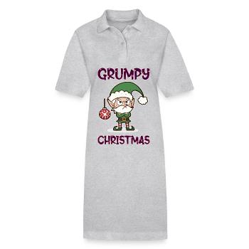 Grumpy Christmas Elf - Stanley/Stella PAIGER Organic Women’s Polo Dress - heather grey - Front