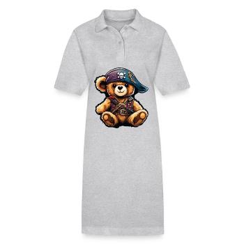 Teddybär / Kuscheltier / Stofftier / Geschenkidee - Stanley/Stella Frauen Bio-Polokleid PAIGER - Grau meliert - Vorne