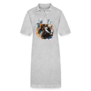 Ein Wikingerkrieger mit seinem Schwert - Stanley/Stella Frauen Bio-Polokleid PAIGER - Grau meliert - Vorne