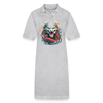 Design eines chinesischen Drachen - Stanley/Stella Frauen Bio-Polokleid PAIGER - Grau meliert - Vorne