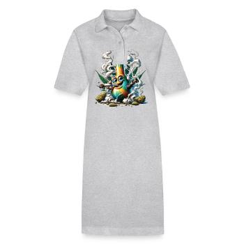 Un bang qui fume un joint de cannabis - Robe polo bio PAIGER Stanley/Stella Femme - gris chiné - Devant
