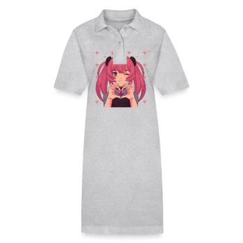 Manga Otaku Anime japonais Cadeau - Robe polo bio PAIGER Stanley/Stella Femme - gris chiné - Devant