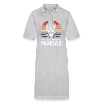 Panda Bear Panda Animal Pandas - Stanley/Stella PAIGER Organic Women’s Polo Dress - heather grey - Front