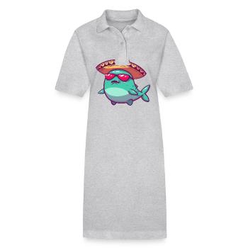 Whale Funny Sombrero - Stanley/Stella PAIGER Organic Women’s Polo Dress - heather grey - Front