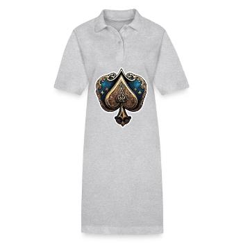Pik / Spielkarte / Poker / Symbol / schwarz / Skat - Stanley/Stella Frauen Bio-Polokleid PAIGER - Grau meliert - Vorne