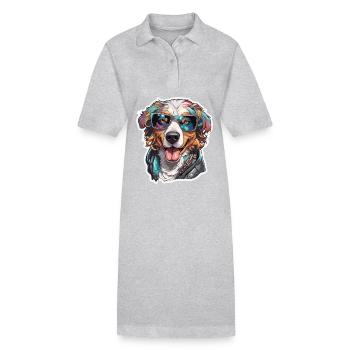 Hund / Tier / Haustier / Pfote / Fellnase / Wauwau - Stanley/Stella Frauen Bio-Polokleid PAIGER - Grau meliert - Vorne