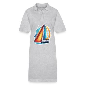 Pirate Ship / Boat / Sea / Ocean / Waves - Stanley/Stella PAIGER Organic Women’s Polo Dress - heather grey - Front