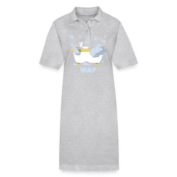 Süßes Katzenmotiv in der Badewanne mit - Stanley/Stella Frauen Bio-Polokleid PAIGER - Grau meliert - Vorne