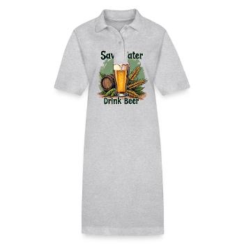 SAVE WATER DRINK BEER - BIERFASS HOPFEN UND MALZ - Stanley/Stella Frauen Bio-Polokleid PAIGER - Grau meliert - Vorne