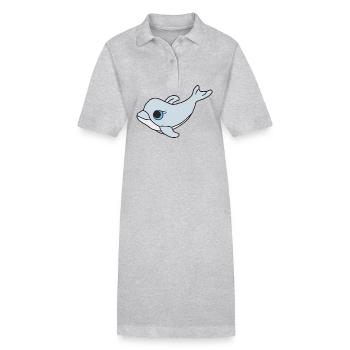 Süßer Delfin - Stanley/Stella Frauen Bio-Polokleid PAIGER - Grau meliert - Vorne
