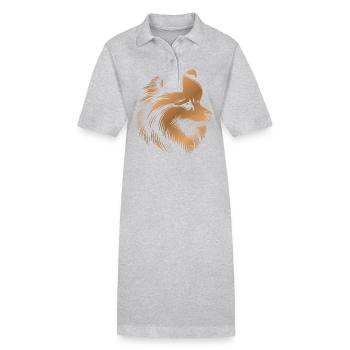 Pomeranian, Pomeranian, Dog Head Drawing bronze - Stanley/Stella PAIGER Organic Women’s Polo Dress - heather grey - Front