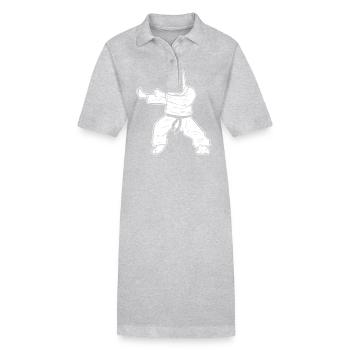 Karate Katze Selbstverteidigung - Stanley/Stella Frauen Bio-Polokleid PAIGER - Grau meliert - Vorne