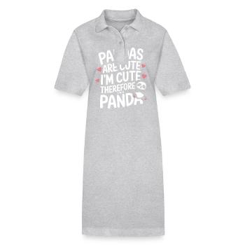 Panda Bear Panda Animal Pandas - Stanley/Stella PAIGER Organic Women’s Polo Dress - heather grey - Front