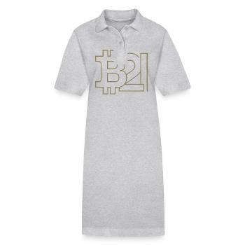 Bitcoin Silhouette Pocket Size - Stanley/Stella PAIGER Organic Women’s Polo Dress - heather grey - Front