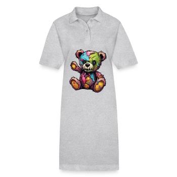 Teddybär / Kuscheltier / Stofftier / Geschenkidee - Stanley/Stella Frauen Bio-Polokleid PAIGER - Grau meliert - Vorne