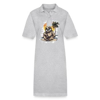 Sloth Summer Holiday - Stanley/Stella PAIGER Organic Women’s Polo Dress - heather grey - Front