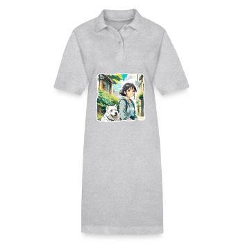 Anime / Comic / Japanisch / Zeichentrick / Cartoon - Stanley/Stella Frauen Bio-Polokleid PAIGER - Grau meliert - Vorne