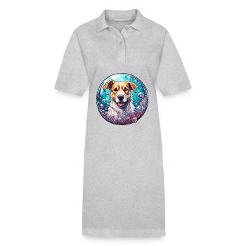 Tier in Seifenblase / kindlich / niedlich / Hund - Stanley/Stella Frauen Bio-Polokleid PAIGER - Grau meliert - Vorne