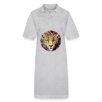 Leopard / Gepard / Tier / Animal Print / Muster - Stanley/Stella Frauen Bio-Polokleid PAIGER - Grau meliert - Vorne