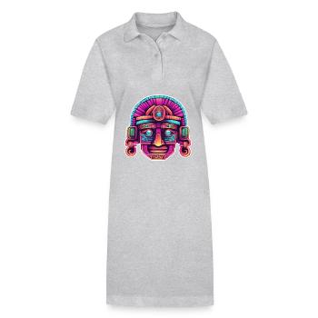 Maya / Haute Culture / Pérou / Calendrier Maya / Motif - Robe polo bio PAIGER Stanley/Stella Femme - gris chiné - Devant