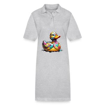 Canard en caoutchouc / canard en caoutchouc / eau / baignoire - Robe polo bio PAIGER Stanley/Stella Femme - gris chiné - Devant