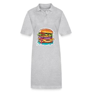 Burgers / Restauration rapide / Nourriture / Petits pains / Boeuf - Robe polo bio PAIGER Stanley/Stella Femme - gris chiné - Devant