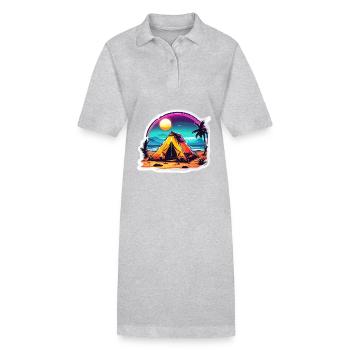 Forêt / Sauvage / Tente / Sauvage / Arbres / Vie - Robe polo bio PAIGER Stanley/Stella Femme - noir - Devant