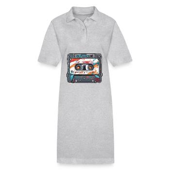Cassette / Tape / Music Tape / Analog / Retro - Stanley/Stella PAIGER Organic Women’s Polo Dress - heather grey - Front