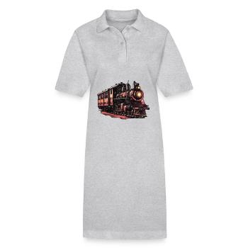 Train / Locomotive / Locomotive à vapeur / Ferroviaire / Écluse - Robe polo bio PAIGER Stanley/Stella Femme - gris chiné - Devant