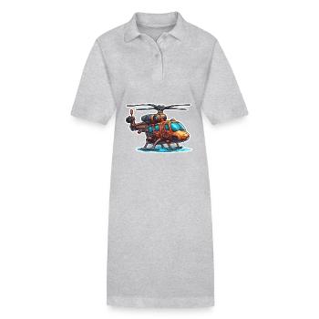 Helikopter / Hubschrauber / fliegen / Luftfahrt - Stanley/Stella Frauen Bio-Polokleid PAIGER - Grau meliert - Vorne