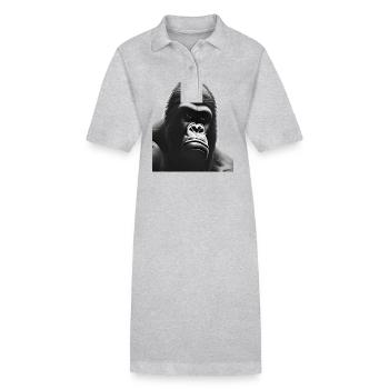 Gorille à dos argenté - Robe polo bio PAIGER Stanley/Stella Femme - gris chiné - Devant