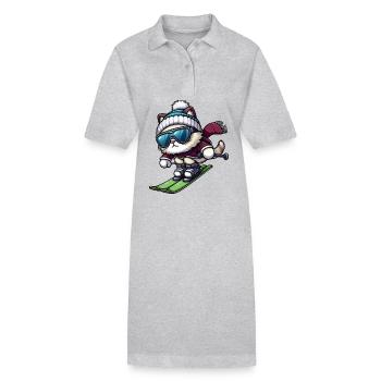 katze ski skier skifahrer winterurlaub wintersport - Stanley/Stella Frauen Bio-Polokleid PAIGER - Grau meliert - Vorne