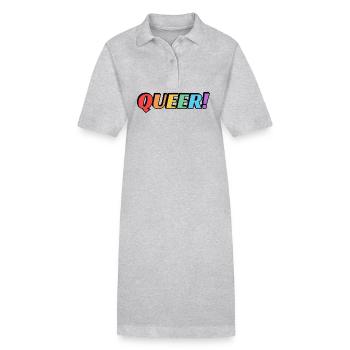Queerer Regenbogentext - Stanley/Stella Frauen Bio-Polokleid PAIGER - Grau meliert - Vorne