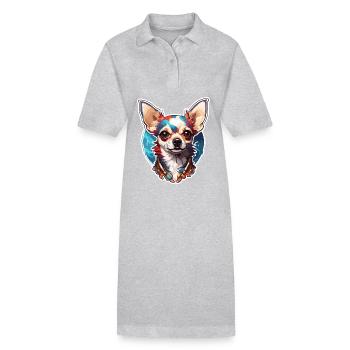 Chihuahua / petit chien / animal / minuscule / race - Robe polo bio PAIGER Stanley/Stella Femme - gris chiné - Devant