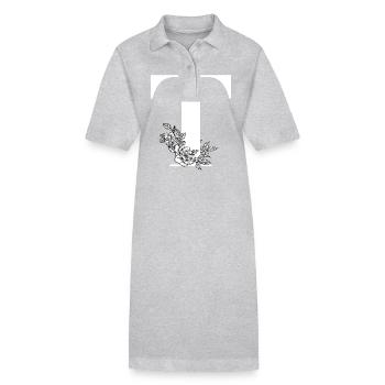 Lettre T - Robe polo bio PAIGER Stanley/Stella Femme - gris chiné - Devant