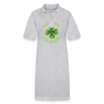 Kiss Me I'm Irish St Patricks - Stanley/Stella PAIGER Organic Women’s Polo Dress - heather grey - Front