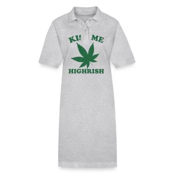 Kiss Me Im Highrish Weed Marijuana 420 St Patricks - Stanley/Stella PAIGER Organic Women’s Polo Dress - heather grey - Front