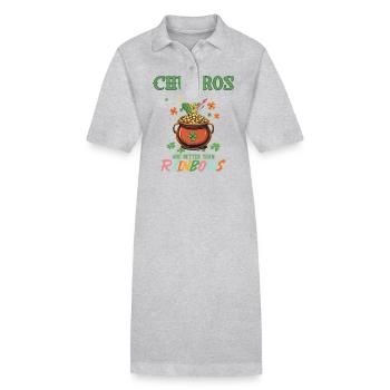Les churros valent mieux que les arcs-en-ciel pour la Saint-Patrick - Robe polo bio PAIGER Stanley/Stella Femme - gris chiné - Devant