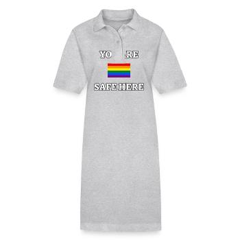 Sie sind hier sicher LGBT Sign Flagge - Stanley/Stella Frauen Bio-Polokleid PAIGER - Grau meliert - Vorne